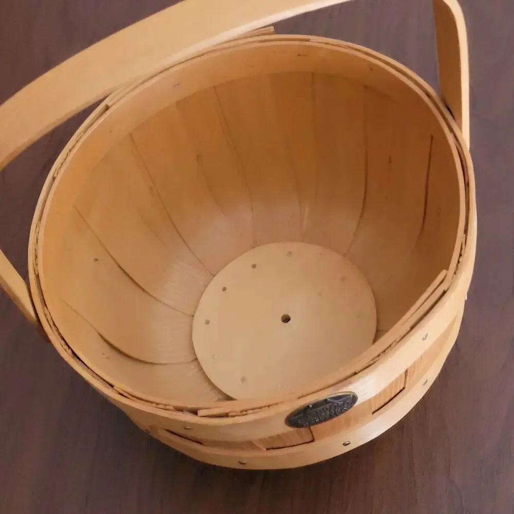 Vintage Peterboro Basket Company Round Basket One Handle Diameter 9